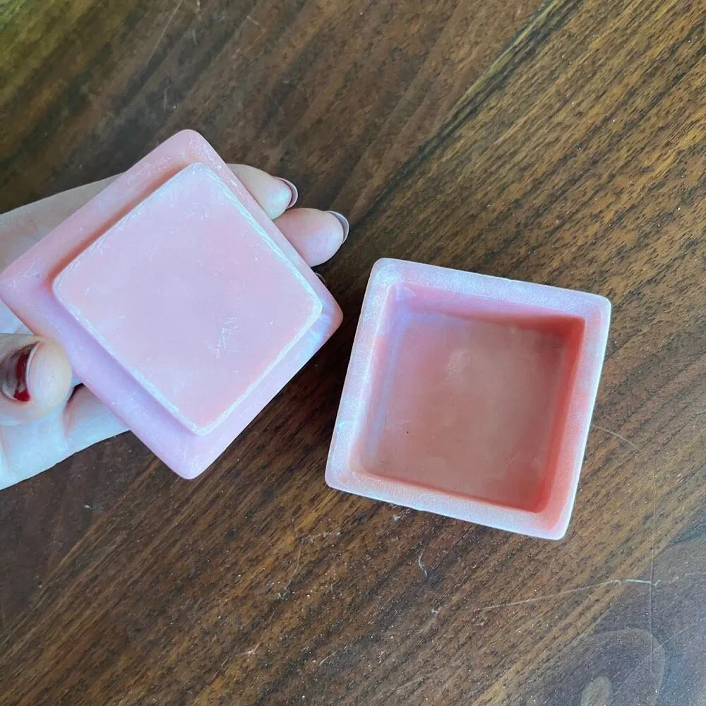 VTG Design Gifts Pink Synthetic Alabaster Rose Trinket Box Jewelry Box USA